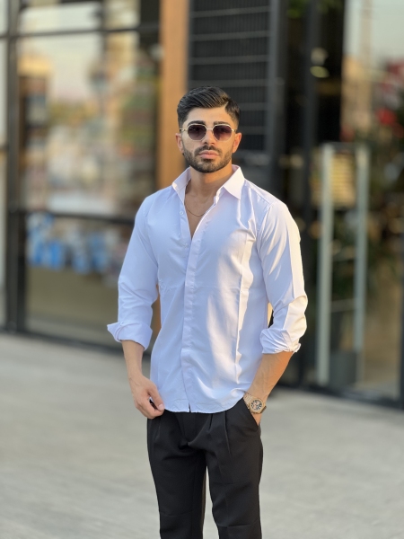 پیراهن دوشین آستین بلند Man سفید