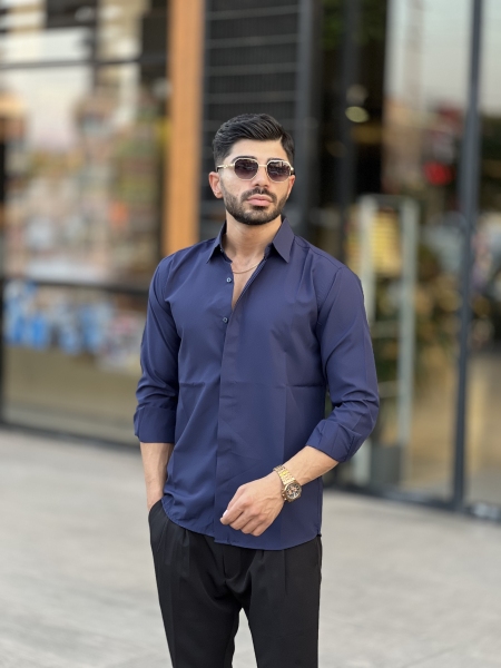 پیراهن دوشین آستین بلند Man سرمه ای