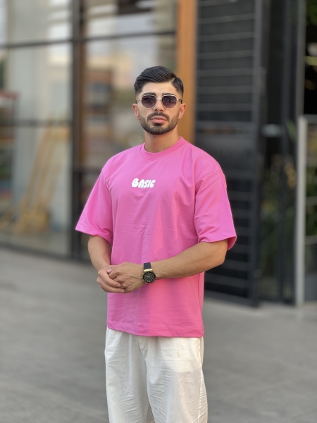 تیشرت دورس باکسی Basic صورتی