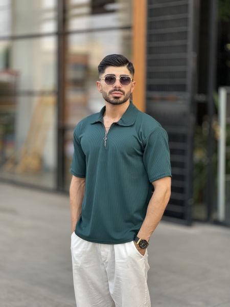 تیشرت نیم زیپ مراکش سبز