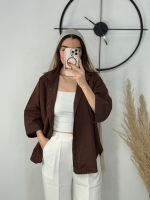 شومیز لینن زنانه موکا کد 30