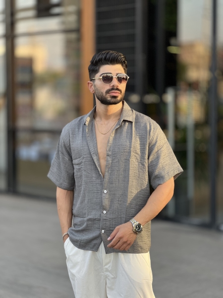 پیراهن لینن آکوتاه Yep خاکستری