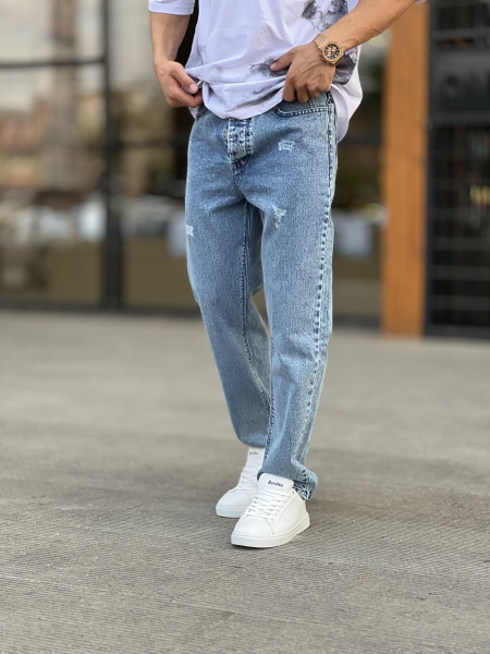 شلوار مام فیت جین Zara آبی کد 385