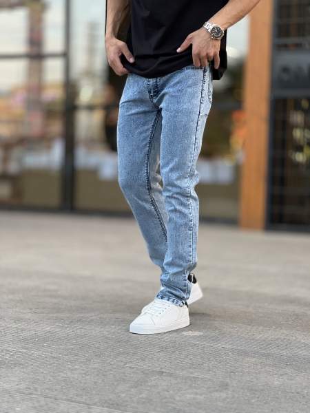 شلوار راسته جین Slim آبی روشن کد 180
