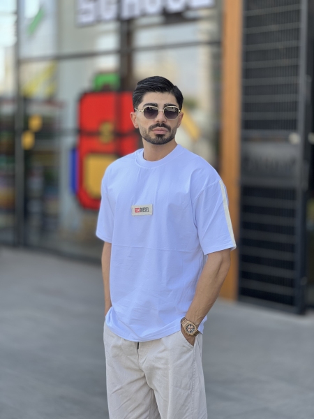 تیشرت حراجی کنف دوزی دیزل سفید