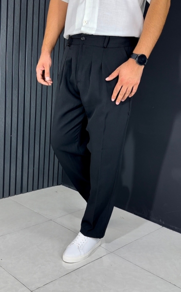 شلوار پارچه مازراتی نیم بگ مشکی