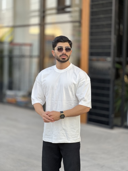 تیشرت ساده آستین سه رب Civan سفید