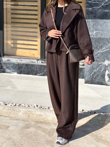 ست کت کراپ و شلواربگ فوتر
