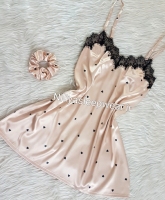 پیراهن قلبی کرم با تور مژه