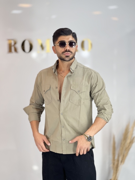 پیراهن دوجیب کتان Zara صدری