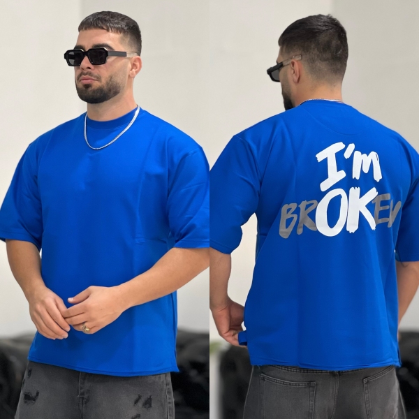 تیشرت 3نخ Broken آبی