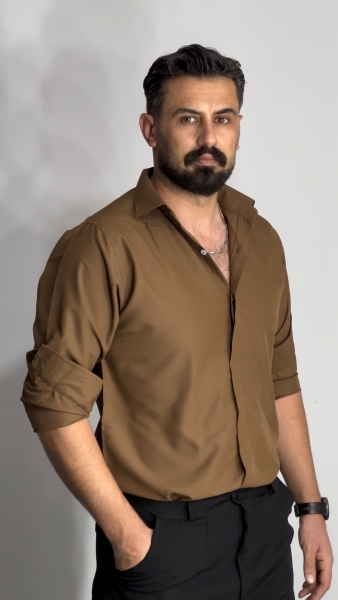 پیراهن دوشین مردانه رنگ موکایی