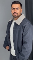 کاپشن کتان ذغالی داخل خر