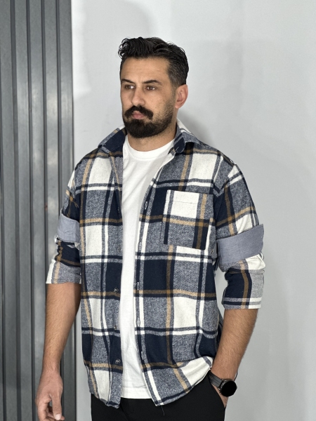 پیراهن پشمی پارچه وارداتی مردانه سرمه ای