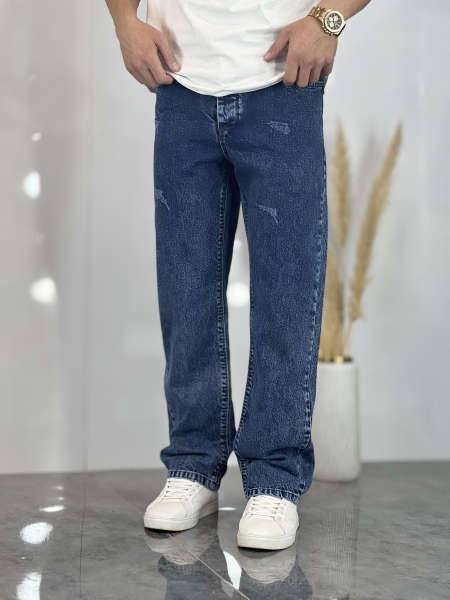 شلوار نیم بگ جین Zara سرمه ای کد 49