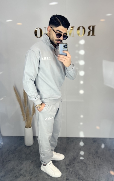 ست دورس نیم زیپ شلوار Zara طوسی