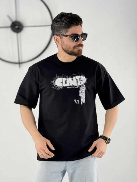 تیشرت 3 نخ طرح clints مشکی