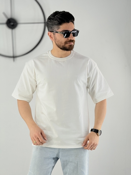 تیشرت 3 نخ طرح T سفید