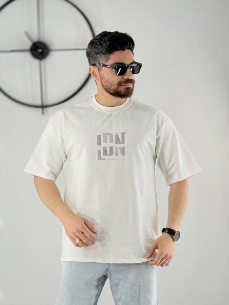 تیشرت 3 نخ طرح LDN سفید
