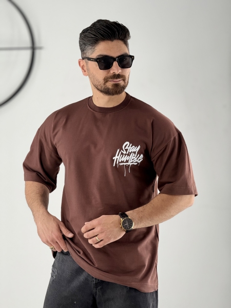 تیشرت 2نخ طرح stay موکا