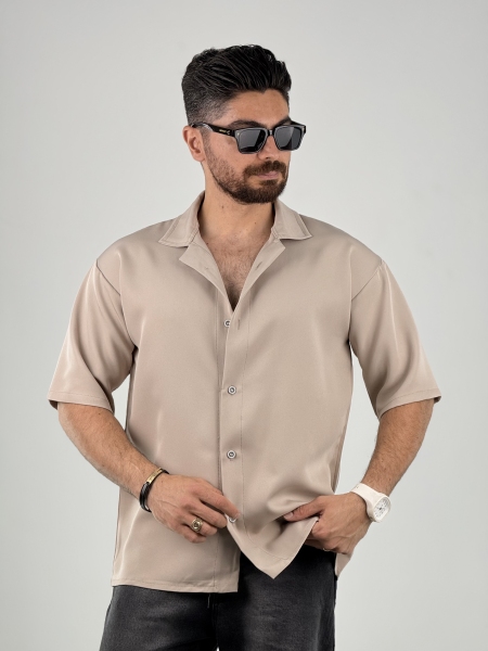 پیراهن مازراتی ساده کرم