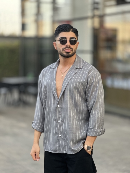 پیراهن دیپلمات آستین بلند ir طوسی