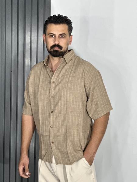 پیراهن لش باکسی مردانه رنگ کرم