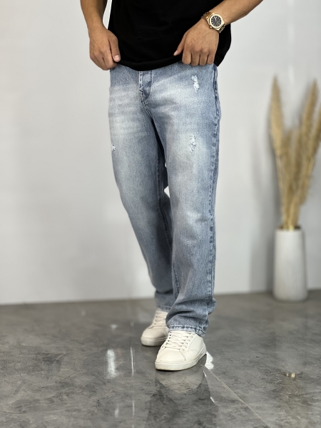 شلوار نیم بگ جین Zara آبی یخی کد 868