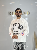 تیشرت اسلیو لانگ باکسی Usa سفید