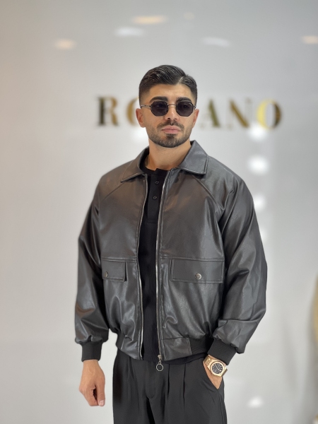 کاپشن چرم باکسی اولدمانی Max مشکی
