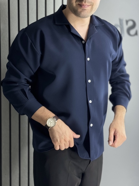 پیراهن مازراتی باکسی سرمه ای