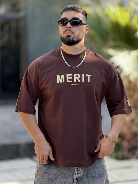 تیشرت 2نخ Merit قهوه ای