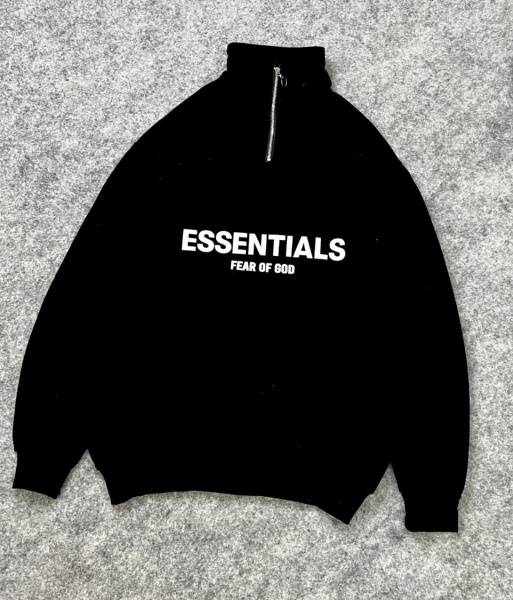نیم زیپ 3نخ پنبه Essentials مشکی