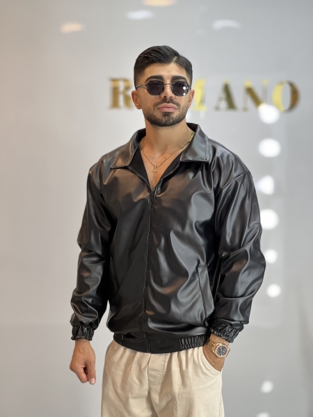 جکت چرم ساده Romano مشکی