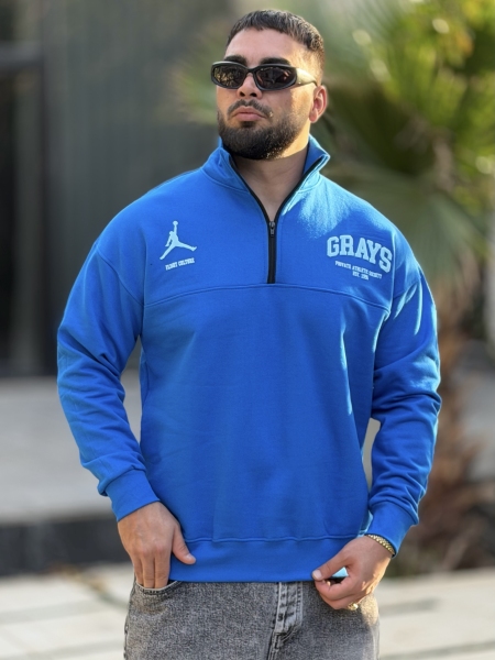 نیم زیپ Gray آبی