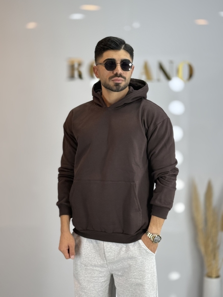 هود ی ساده سه نخ پنبه Det قهوه ای