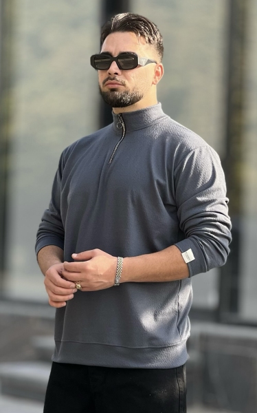 نیم زیپ Zhakard خاکستری