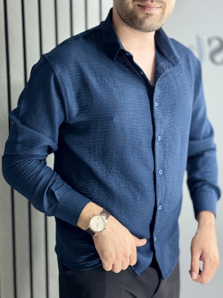 پیراهن باکسی پارچه وارداتی سرمه ای