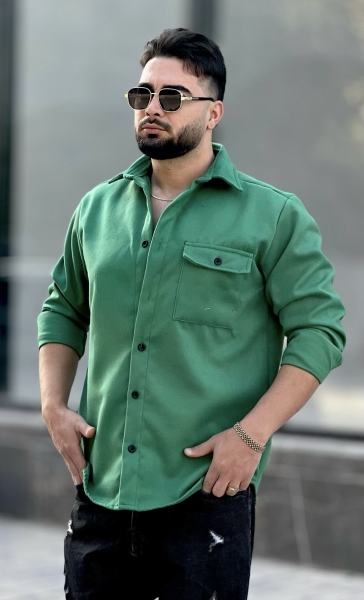 پیراهن پشمی Shayno سبز کد 2