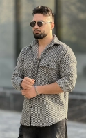 پیراهن پشمی RIKO سفید مشکی کد 6