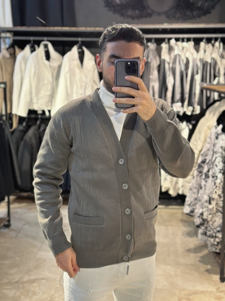 ژاکت دکمه ای خاکی