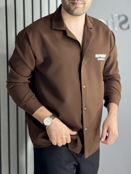 پیراهن مازراتی باکسی قهوه ای