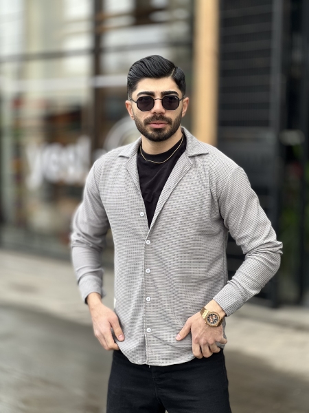 پیراهن آستین بلند بیسکوییتی Azad طوسی