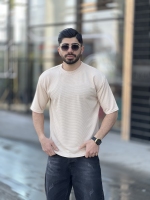 تیشرت بیسکوییتی آستین سه رب کرمی