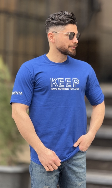 تیشرت طرح keep آبی