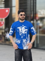 تیشرت پنبه تمام چاپ DG آبی
