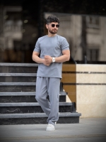 ست مراکشی تیشرت شلوار طوسی