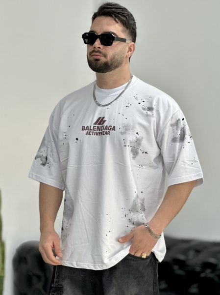 تیشرت 2نخ Balenciaga سفید HA