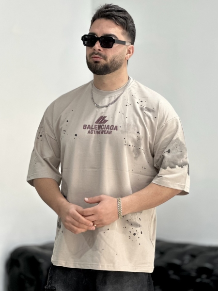 تیشرت 2نخ Balenciaga کرم HA