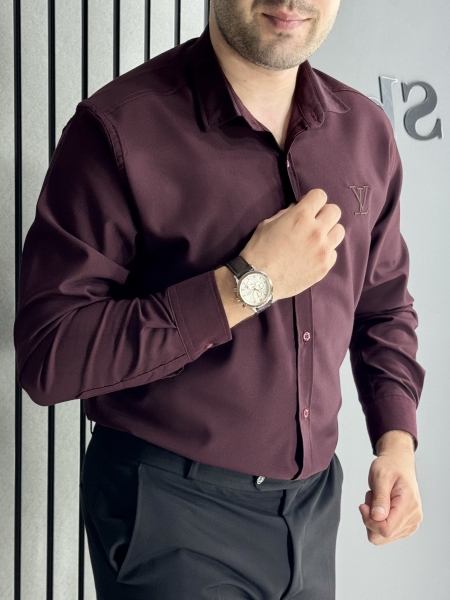 پیراهن پارچه بوگاتی زرشکی